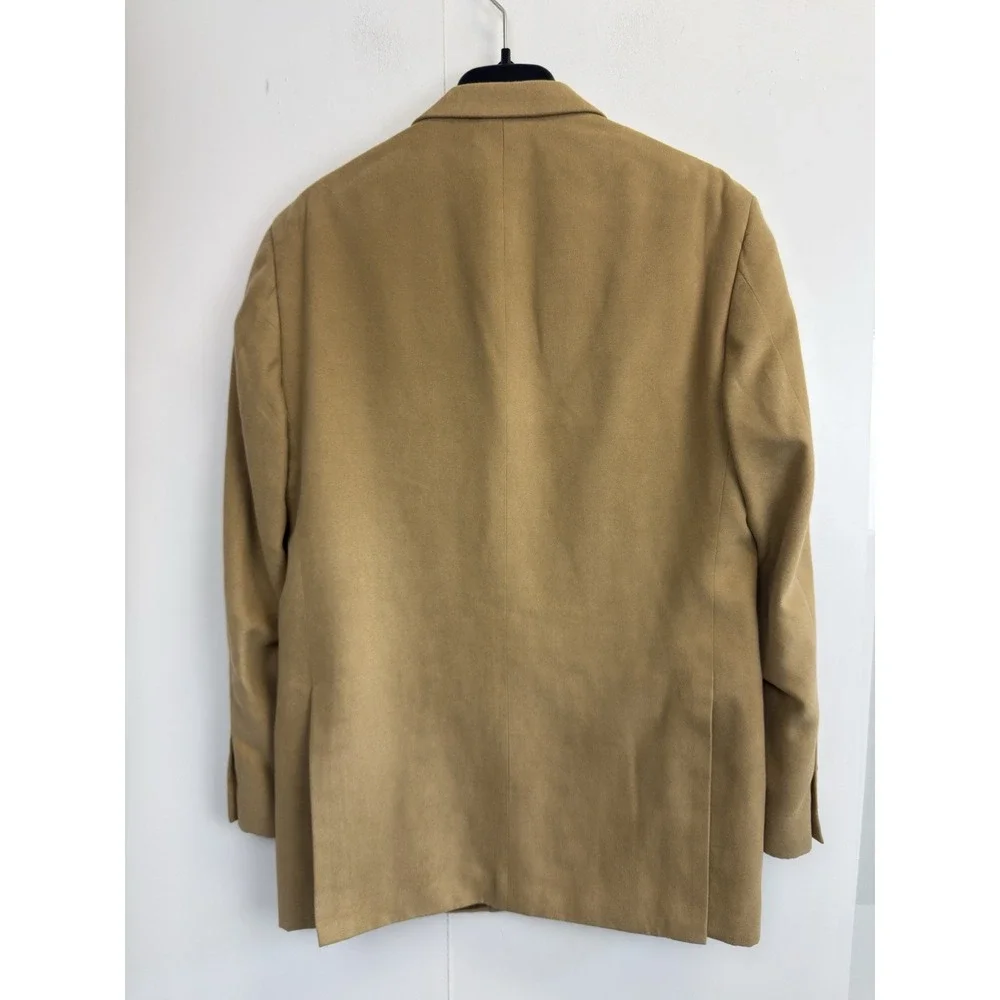 Via Europa Faux Suede Blazer Men's 42R Tan‎ Brown Microfiber Sport Coat Jacket